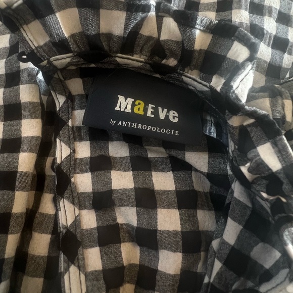 MAEVE by Anthropologie Gingham Tiered Dress XS|Black White|Ruffle Prairie - Picture 5 of 12